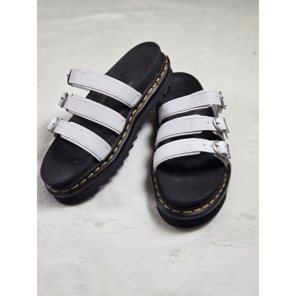 Dr. Martens Blaire Slide White Leather Platform‎ Sandals Womens 10 AW004 CL12W